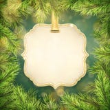 Branches de pin de Noël et cadre verts d'étiquette avec le copyspace ENV 10 illustration libre de droits Branches de pin de Noël et cadre verts d'étiquette avec le copyspace ENV 10 illustration libre de droits