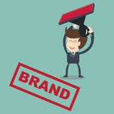Brand building concept -businessman with of brand rubber stamp stock illustration Brand building concept -businessman with of brand rubber stamp stock illustration