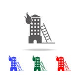 brand in het de bouwpictogram Elementen van brandweerman in multi gekleurde pictogrammen Grafisch het ontwerppictogram van de pre vector illustratie brand in het de bouwpictogram Elementen van brandweerman in multi gekleurde pictogrammen Grafisch het ontwerppictogram van de pre vector illustratie