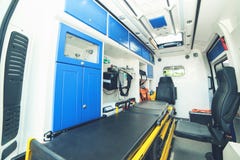 Brand new ambulance for the hospital royalty free stock images Brand new ambulance for the hospital royalty free stock images