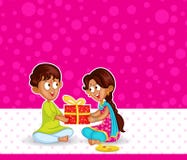 Brat i siostra w Raksha Bandhan ilustracji Brat i siostra w Raksha Bandhan ilustracji