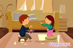 Brat i Siostrzany wiąże Rakhi na Raksha Bandhan ilustracji Brat i Siostrzany wiąże Rakhi na Raksha Bandhan ilustracji