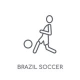 Brazil soccer player linear icon. Modern outline Brazil soccer p vector illustration Brazil soccer player linear icon. Modern outline Brazil soccer p vector illustration