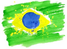 Braziliaanse die vlag van kleurrijke plonsen wordt gemaakt stock illustratie Braziliaanse die vlag van kleurrijke plonsen wordt gemaakt stock illustratie