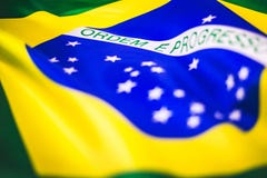 Braziliaanse vlag met zijaanzicht stock afbeelding Braziliaanse vlag met zijaanzicht stock afbeelding