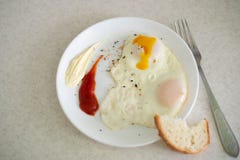 Breakfast in the form of an egg with sauces royalty free stock photo Breakfast in the form of an egg with sauces royalty free stock photo