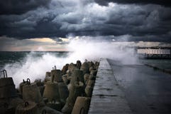 Breakwater At Storm Royalty Free Stock Photos Breakwater At Storm Royalty Free Stock Photos