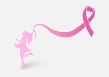 Breast cancer awareness ribbon with woman shape EP