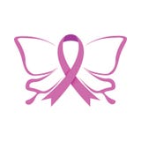 Breast Cancer Awareness With Butterfly Sign And Pink Ribbon Vector ...