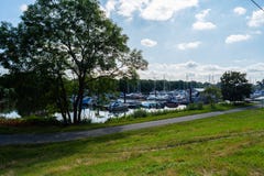 Bremen-Grohn, Bremen, Germany - July 17, 2019 old marina in bremen grohn stock photos Bremen-Grohn, Bremen, Germany - July 17, 2019 old marina in bremen grohn stock photos