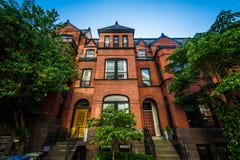 Brick row houses in the West End, Washington, DC. stock photos Brick row houses in the West End, Washington, DC. stock photos