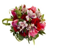 Bridal bouquet of roses, tulips and alstroemeria on white background stock photography Bridal bouquet of roses, tulips and alstroemeria on white background stock photography