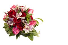 Bridal bukiet róże, tulipany i alstroemeria na białym tle, fotografia stock Bridal bukiet róże, tulipany i alstroemeria na białym tle, fotografia stock