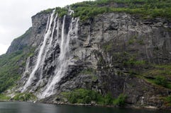 Bridal Veil Waterfall On Geirangerfjord Stock Image