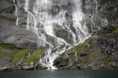Bridal Veil Waterfall On Geirangerfjord Stock Photography