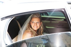 Bride In Limousine Stock Image