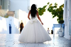 Bride In Santorini, View From Behind Royalty Free Stock Photo Bride In Santorini, View From Behind Royalty Free Stock Photo