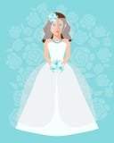 The bride in a long wedding dress with a bouquet of flowers Stock Image The bride in a long wedding dress with a bouquet of flowers Stock Image
