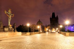 bridge charles night prague στοκ φωτογραφία bridge charles night prague στοκ φωτογραφία