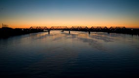Bridge Over The River Volga Royalty Free Stock Images