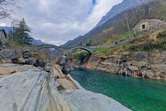Bridge Ponte dei Salti in the Verzasca Valley, Lavertezzo, Switzerland Royalty Free Stock Photos Bridge Ponte dei Salti in the Verzasca Valley, Lavertezzo, Switzerland Royalty Free Stock Photos