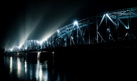 The bridge in Torun illuminated at night stock photography The bridge in Torun illuminated at night stock photography