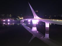 Bridge of the Woman, reflection in river at night royalty free stock image Bridge of the Woman, reflection in river at night royalty free stock image