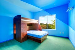 Bright blue kids room with loft bed stock images Bright blue kids room with loft bed stock images