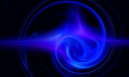Bright Blue Swirl Unwinding In Dark Far Space. 3d Abstract Digital Illustration. Royalty Free Stock Photography