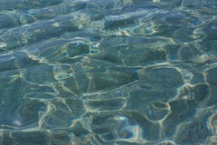 Bright caustics on water surface in blue sea stock photo Bright caustics on water surface in blue sea stock photo