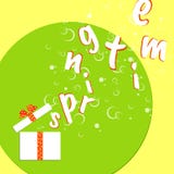 Bright colorful poster text Springtime Cute doodle drawing box specks on green background Spring Summer theme sale advertising stock illustration Bright colorful poster text Springtime Cute doodle drawing box specks on green background Spring Summer theme sale advertising stock illustration