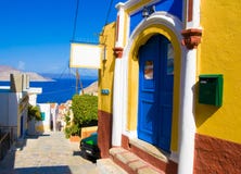 Bright Colors Of The Walls Of Houses Ancient Greek Royalty Free Stock Image