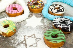Bright donuts on wooden background royalty free stock image Bright donuts on wooden background royalty free stock image
