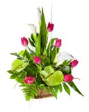 Bright Flower Bouquet In Basket Royalty Free Stock Photo
