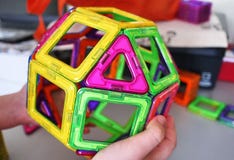 Bright geometric shapes on a magnetic base. Of these figures, the designer can assemble the various models. Perfect for the develo royalty free stock photos Bright geometric shapes on a magnetic base. Of these figures, the designer can assemble the various models. Perfect for the develo royalty free stock photos