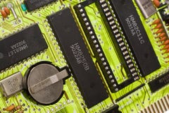 Bright green circuit board. Close up on a bright green circuit board Stock Images Bright green circuit board. Close up on a bright green circuit board Stock Images