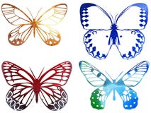 Bright Metal Butterfly Isolated On White Stock Photos