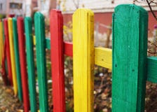 Bright multi-colored fence kindergarten royalty free stock photo Bright multi-colored fence kindergarten royalty free stock photo