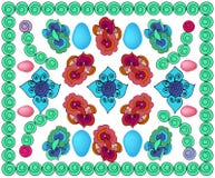 Bright patterned background with eggs , with circles, with colors and different elements royalty free illustration Bright patterned background with eggs , with circles, with colors and different elements royalty free illustration