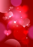 Bright red backdrop with hearts and bokeh lights, Valentine day romantic background vector illustration Bright red backdrop with hearts and bokeh lights, Valentine day romantic background vector illustration
