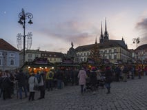 BRNO, CZECH REPUBLIC, DECEMBER 14, 2018: Christmas market on Zelny Trh, Market square with stand stall in Moravia royalty free stock image BRNO, CZECH REPUBLIC, DECEMBER 14, 2018: Christmas market on Zelny Trh, Market square with stand stall in Moravia royalty free stock image