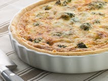 Broccoli and Roquefort Quiche in a Flan Dish