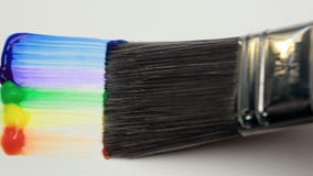 Brocha con un movimiento del cepillo del arco iris almacen de video Brocha con un movimiento del cepillo del arco iris almacen de video
