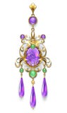 Broche met amethist en chrysoprase vector illustratie Broche met amethist en chrysoprase vector illustratie