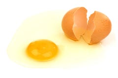 Broken egg with egg yolk