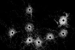 Broken Glass - Bullet Holes Isolated On Black Royalty Free Stock Photography Broken Glass - Bullet Holes Isolated On Black Royalty Free Stock Photography