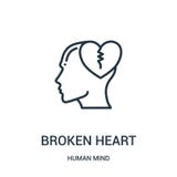 broken heart icon vector from human mind collection. Thin line broken heart outline icon vector illustration. Linear symbol for royalty free illustration broken heart icon vector from human mind collection. Thin line broken heart outline icon vector illustration. Linear symbol for royalty free illustration