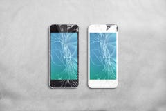 Broken mobile phone screen, black, white, clipping path. stock images Broken mobile phone screen, black, white, clipping path. stock images