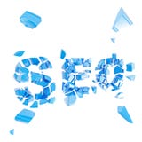 Broken SEO as word crashed into pieces vector illustration Broken SEO as word crashed into pieces vector illustration