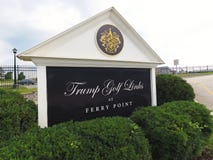 Entrance sign at President Donald Trump Golf Links in New York City
